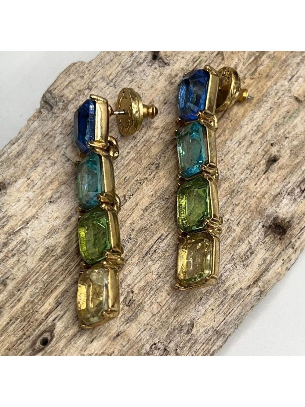 Oscar de la Renta  Opulent Drop Earrings Degrade Blue to Greens